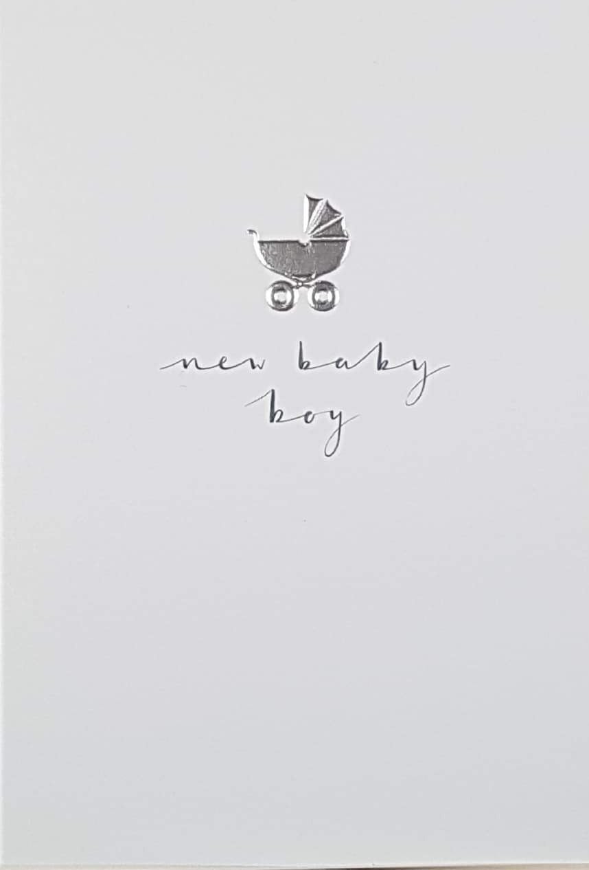 New Baby Card - Boy / Silver Stroller For Children
