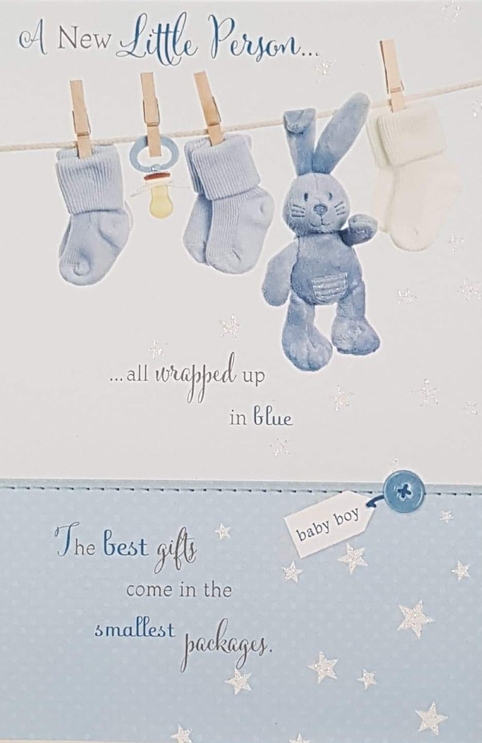 New Baby Card - Boy / 'All Wrapped Up In Blue'