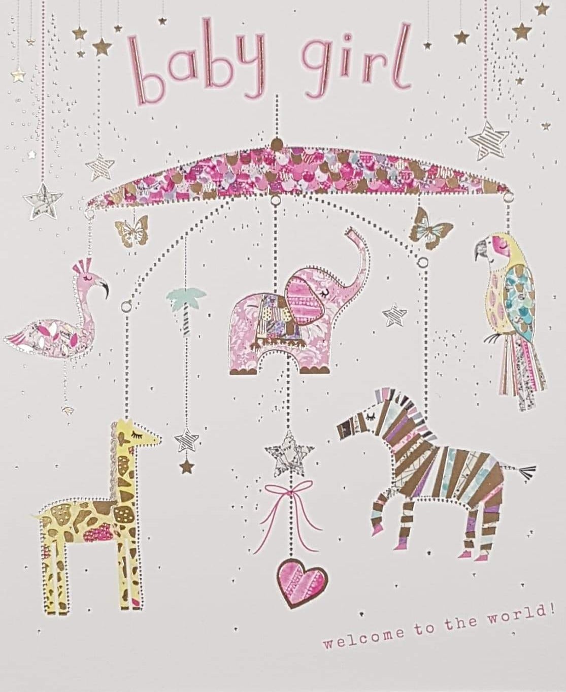 New Baby Card - Girl / A Baby Carousel With Animals