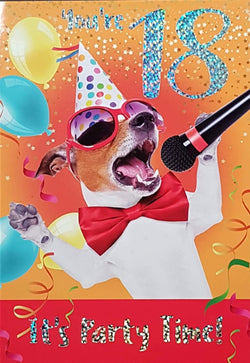 Age 18 Birthday Card - Party With The Singing Dog