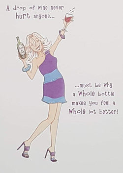Birthday Card - General / A Woman Is Celebrating With The Wine