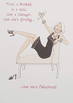 Birthday Card - General / A Happy Woman Wearing A Black Dress (Female)