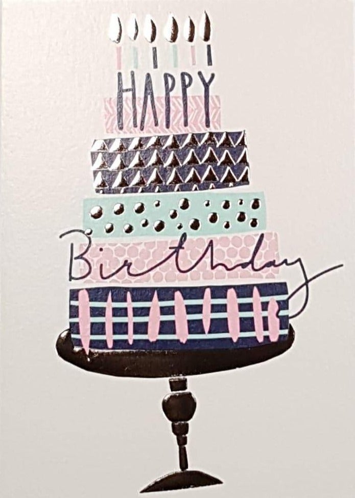 Birthday Card - General / A Birthday Cake With Six Lighting Candles On The Top