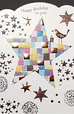 Birthday Card - General / A Bird Sitting On A Colourfull Star