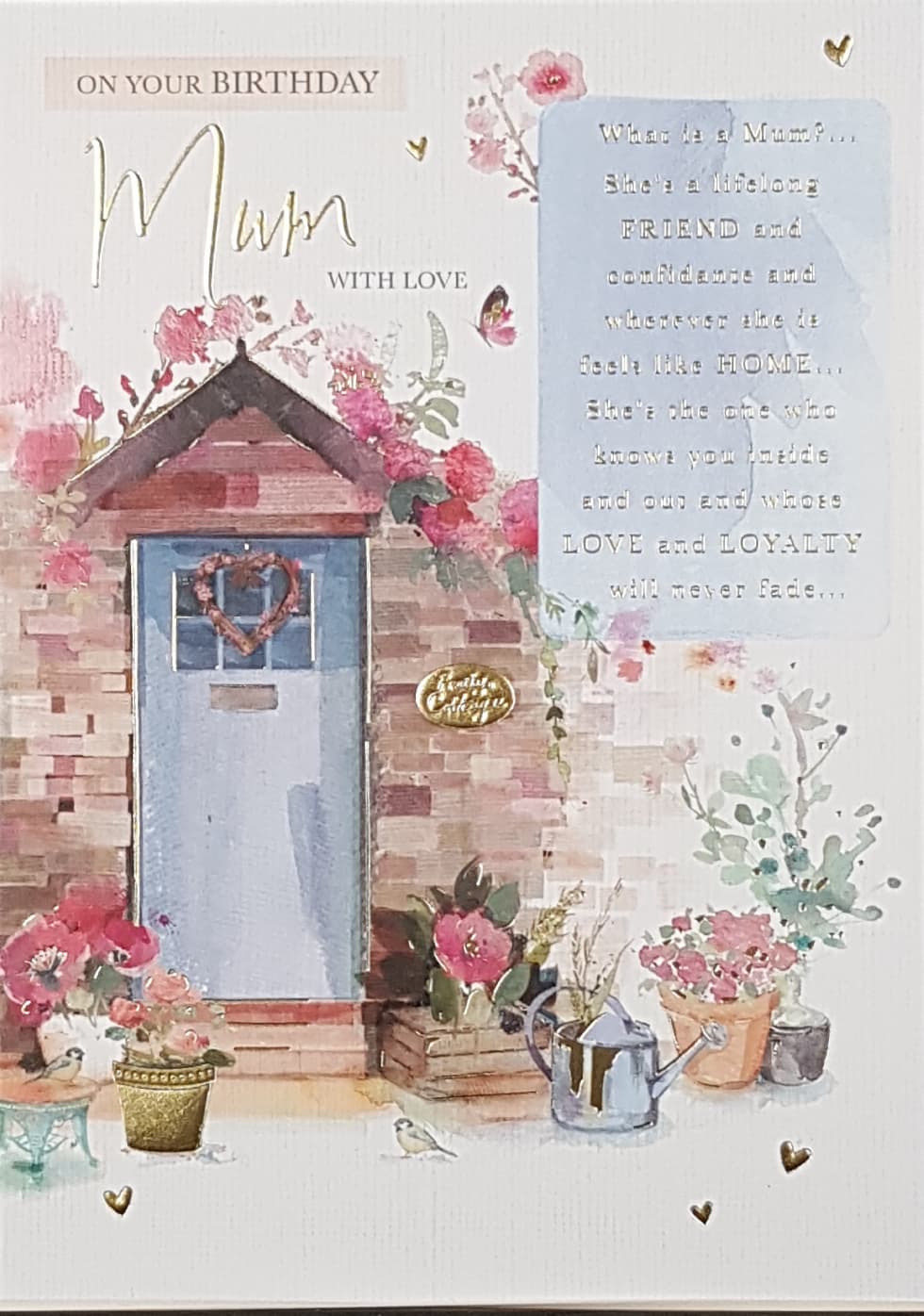 Birthday Card - Mum/ A Big Blue Door With A Red Heart