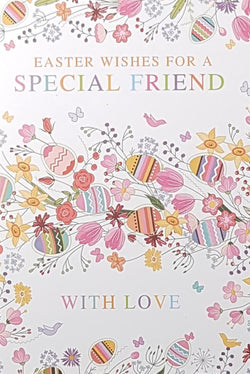 Easter Card - Special Friend / A Fabulous Floral Branch With Pink Eggs