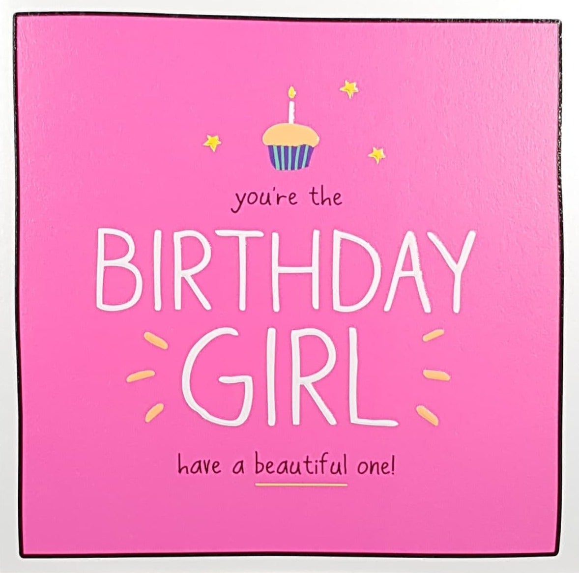Birthday Card - Birthday Girl / A Cupcake With A Candle & Stars