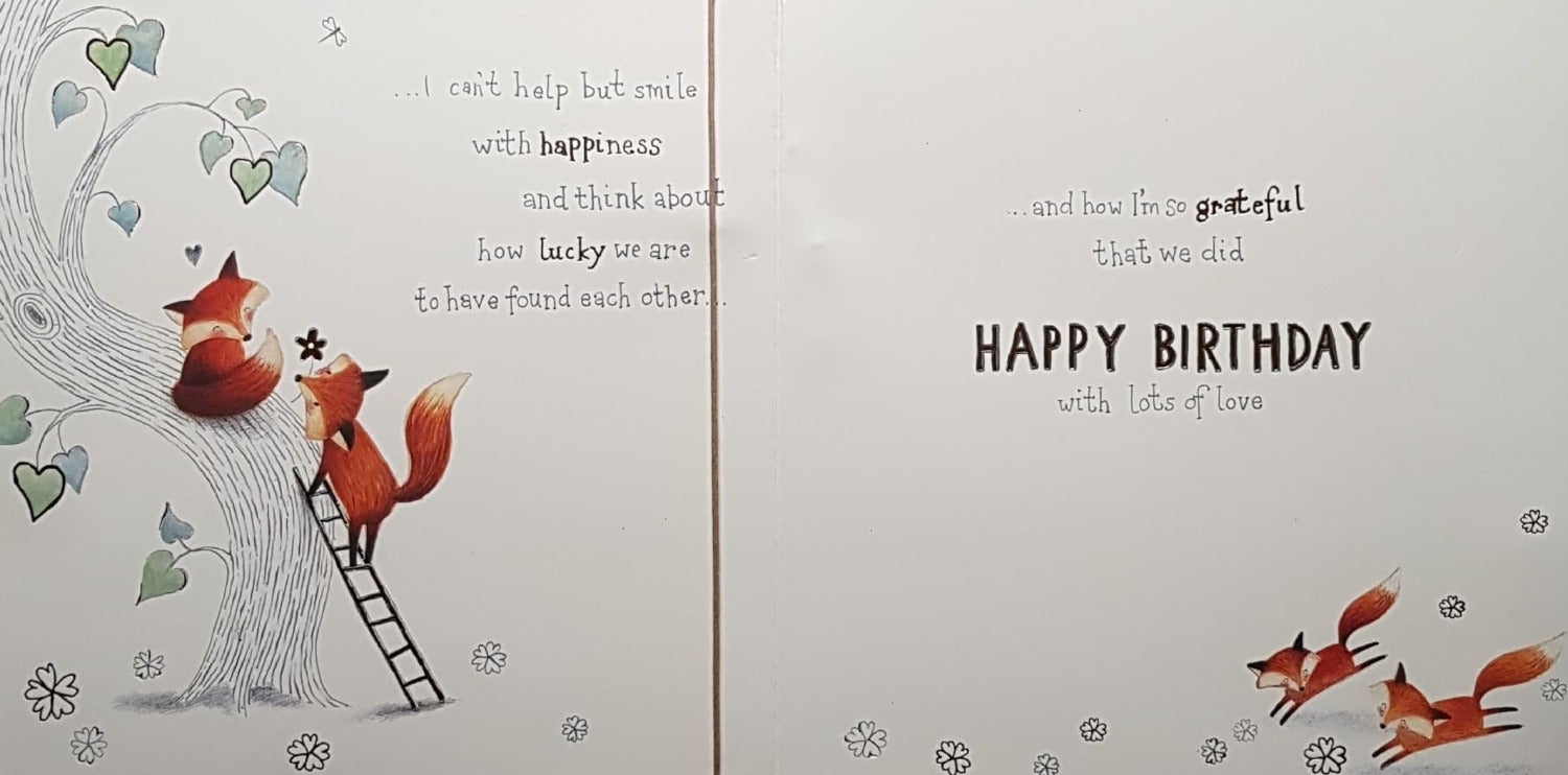 Birthday Card - One I Love / Two Cute Foxes Curled Up In Forest