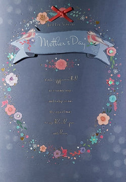 Just For You Mothers Day Card - A Floral Wreath With A Red Bow
