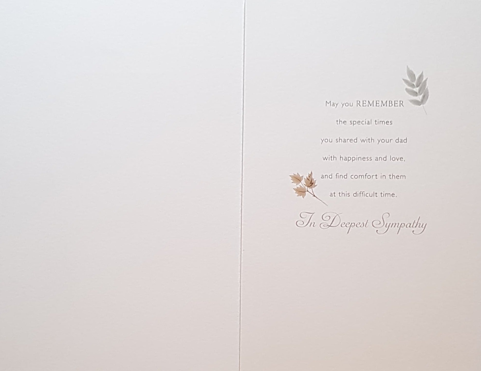 Sympathy Card - Dad / Memories Are The Gifts...& A Gold Motive