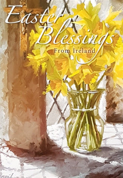 Easter Card - Easter Blessings From Ireland / A Bouquet Of Daffodils In A Vase