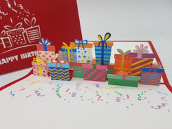 Birthday Pop Up Card - Birthday Pile of Presents