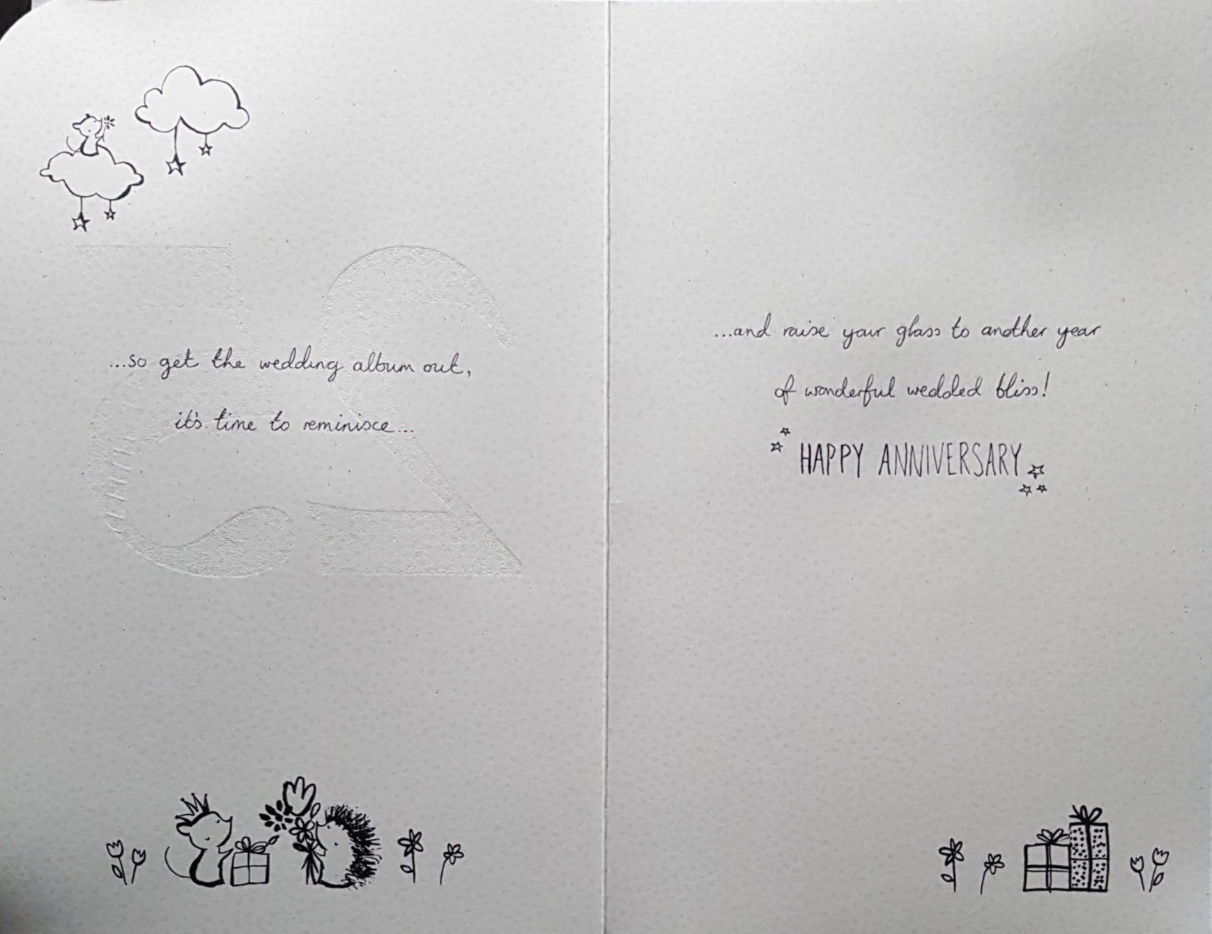 Anniversary Card - 25th Anniversary / Two Cute Hedgehogs On Silver 25