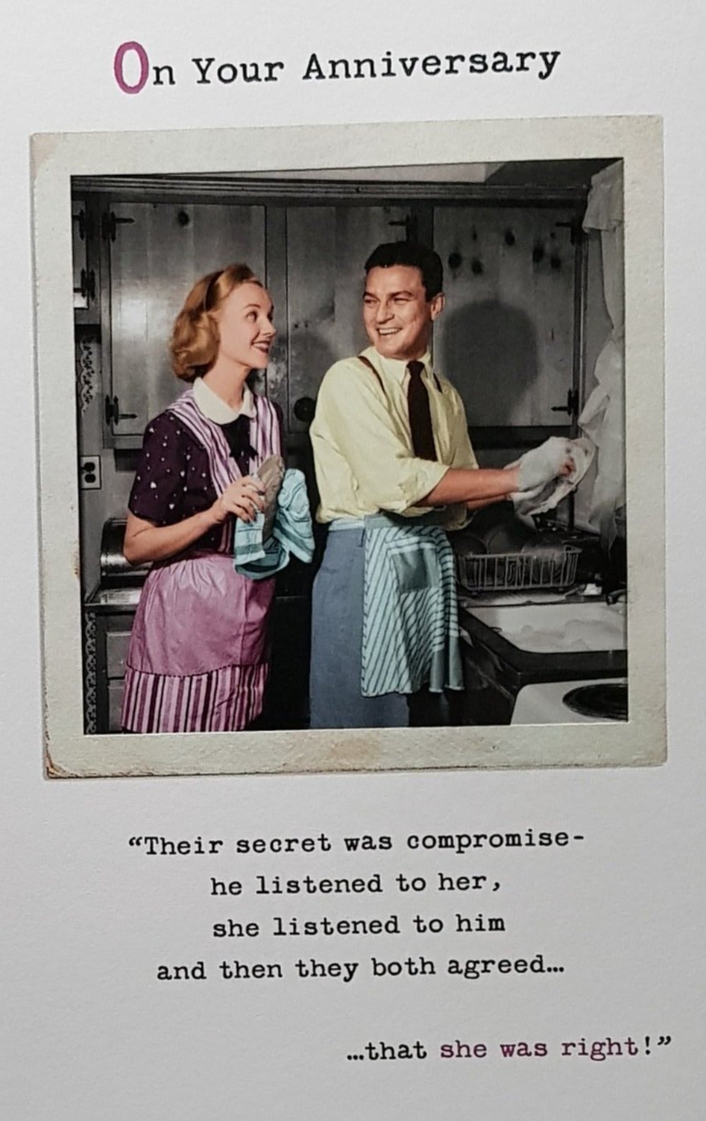 Anniversary Card - Funny / Couple Is Dish Washing & Laughing