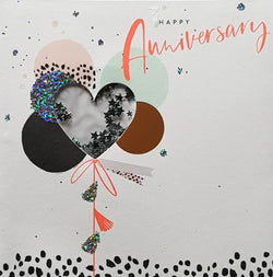 Anniversary Card - A Heart Shaped Balloon Inflated Silver Stars