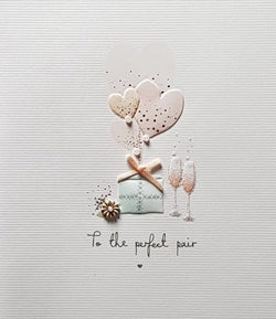 Anniversary Card - 'To The Perfect Pair' & A Small Flower Near The Gift With Orange Bow