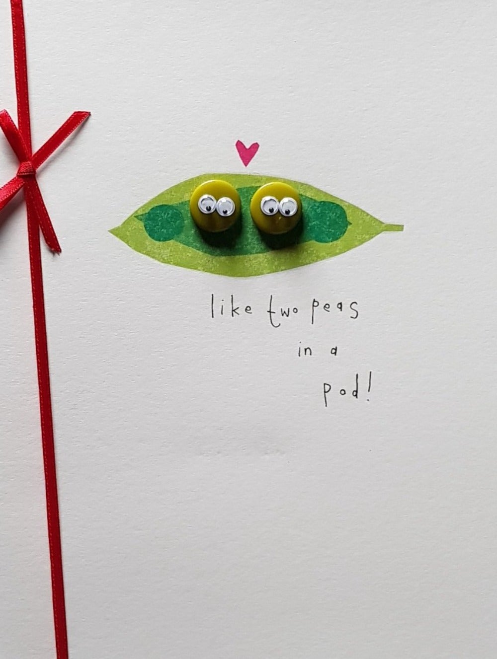 Anniversary Card - Two Peas In A Pod & A Red Bow
