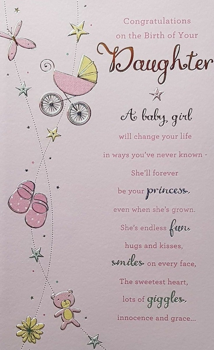 New Baby Card - Girl / Congratulations On The Birth Of Your Daughter