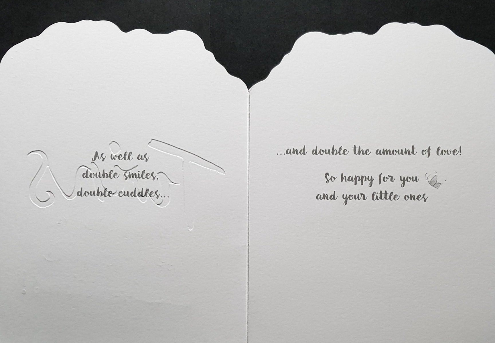 New Baby Card - Twins / Two Happy Elephants Are Playing & Double Amount Of Love