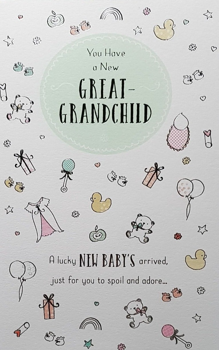 New Baby Card - Great-Grandchild / Baby Toys & Balloons