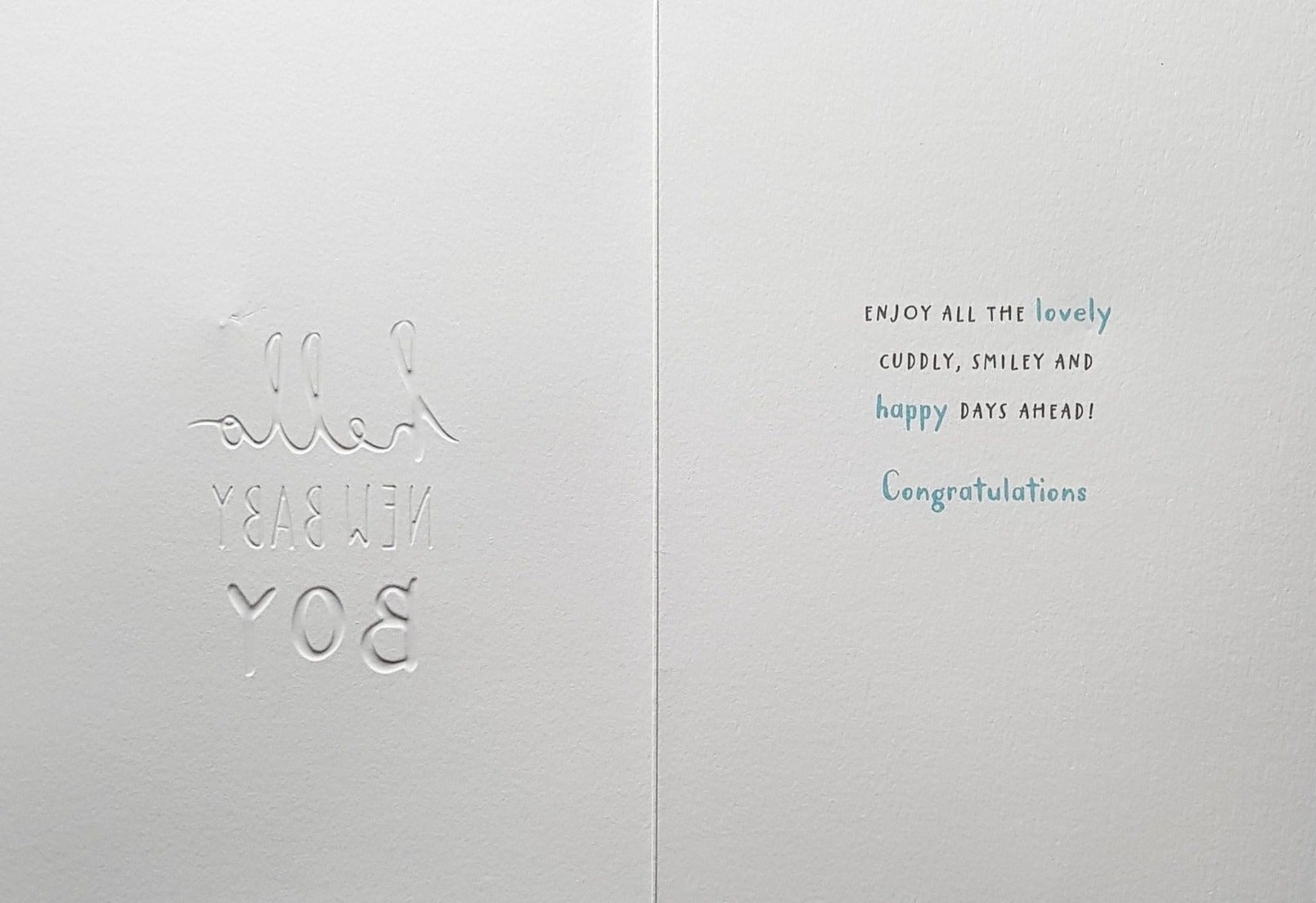 New Baby Card - Boy / Slippy Teddy & A Blue Star-Shaped Button