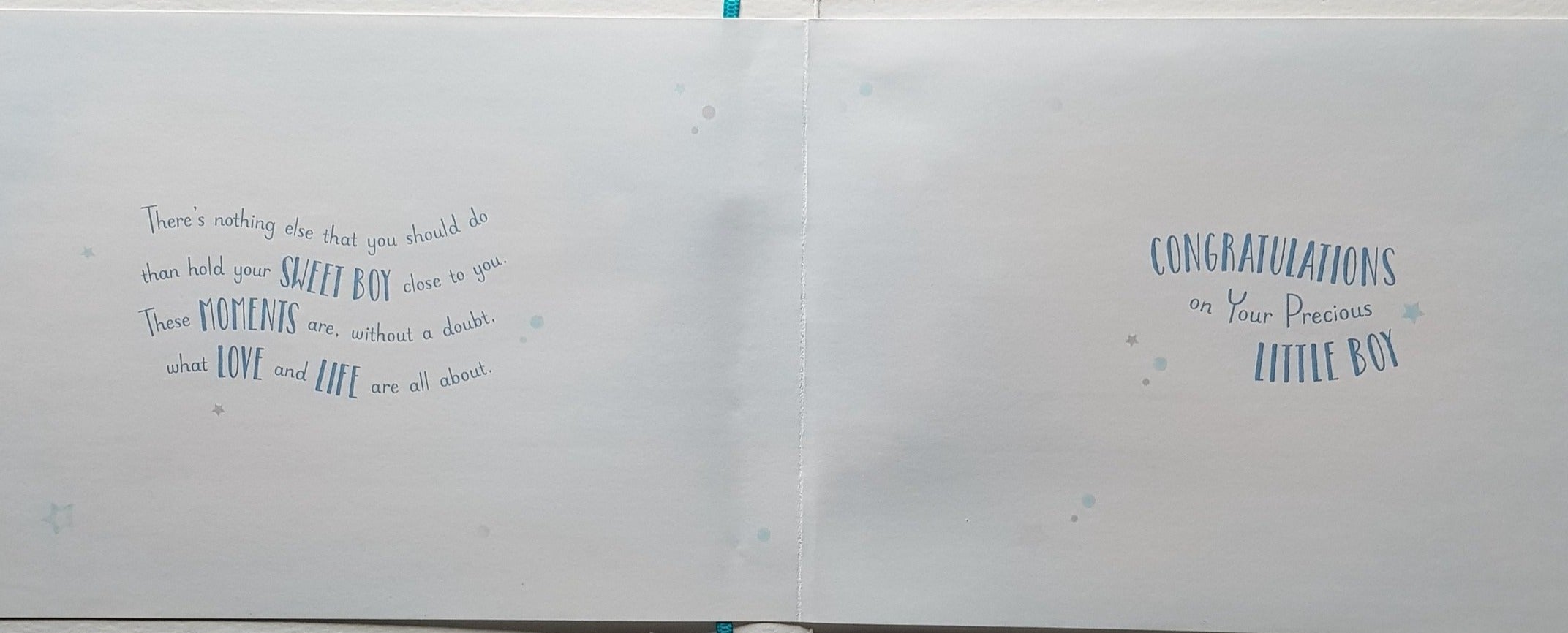 New Baby Card - Boy / Snuggled, Peacefully, Soft Sleepy Sighs