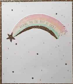 Good Luck Card - 'Best Of Luck' & A Rainbow And A Golden Star