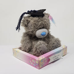 Graduation Gift -  Soft Toy / Grey Fluffy Teddy Wearing Cap