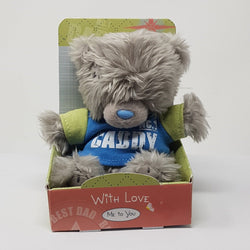 General Gift - Soft Toy / Cute Grey Teddy Wearing Blue T-Shirt With No1 Daddy On It