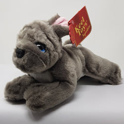 General Gift - Soft Toy / Cute Cuddly Grey Bulldog With Blue Eyes