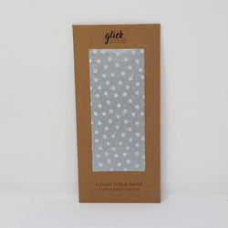 Gift Wrap - Tissue Paper / White Stars On Silver Background