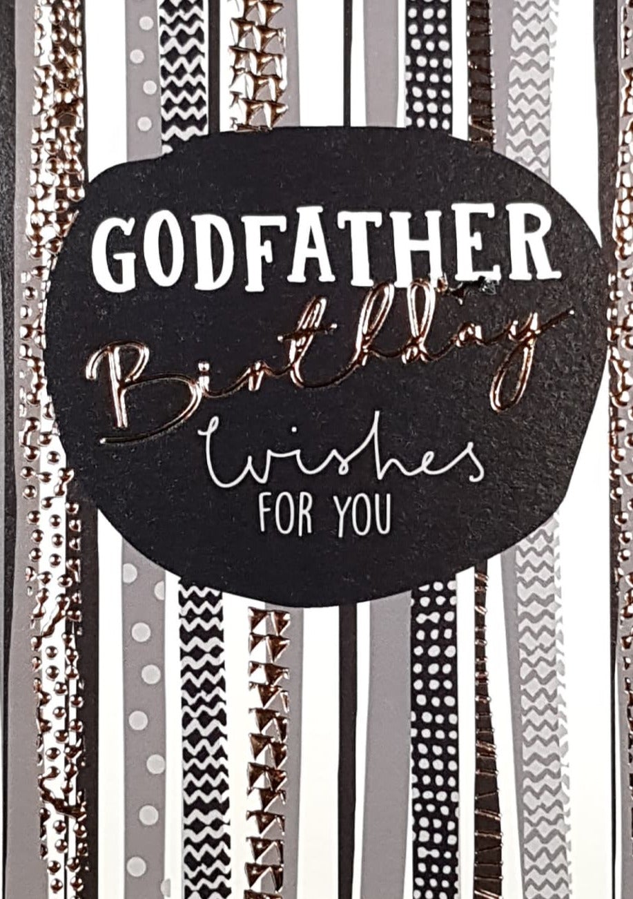 Birthday Card - Godfather / Black & Silver Patterns