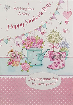 General Mothers Day Card - Hoping Your Day Is Extra Special & Pink Floral Wellies