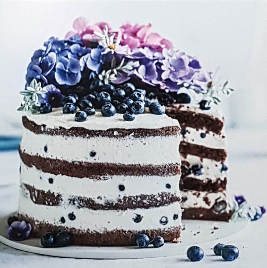 Blank Card - A Lovely Cake With Blueberries