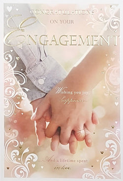 Engagement Card - Couple Holding Hands With Engagement Ring