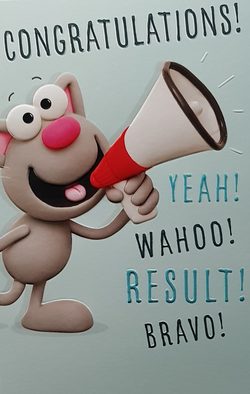Congratulations Card - Cat Shouting Encouragement Through Megaphone