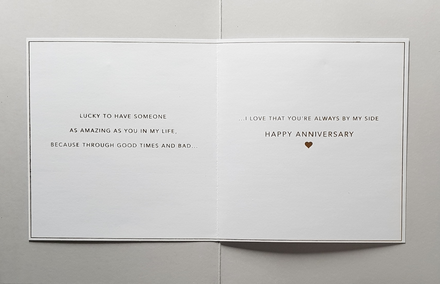 Anniversary Card - Husband / A Gold Heart & Font On A Navy Background