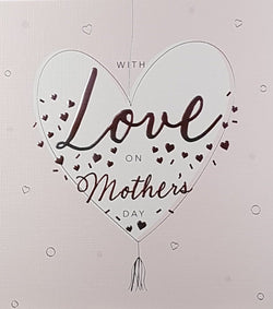 General Mothers Day Card - A White Heart On A Pink Background