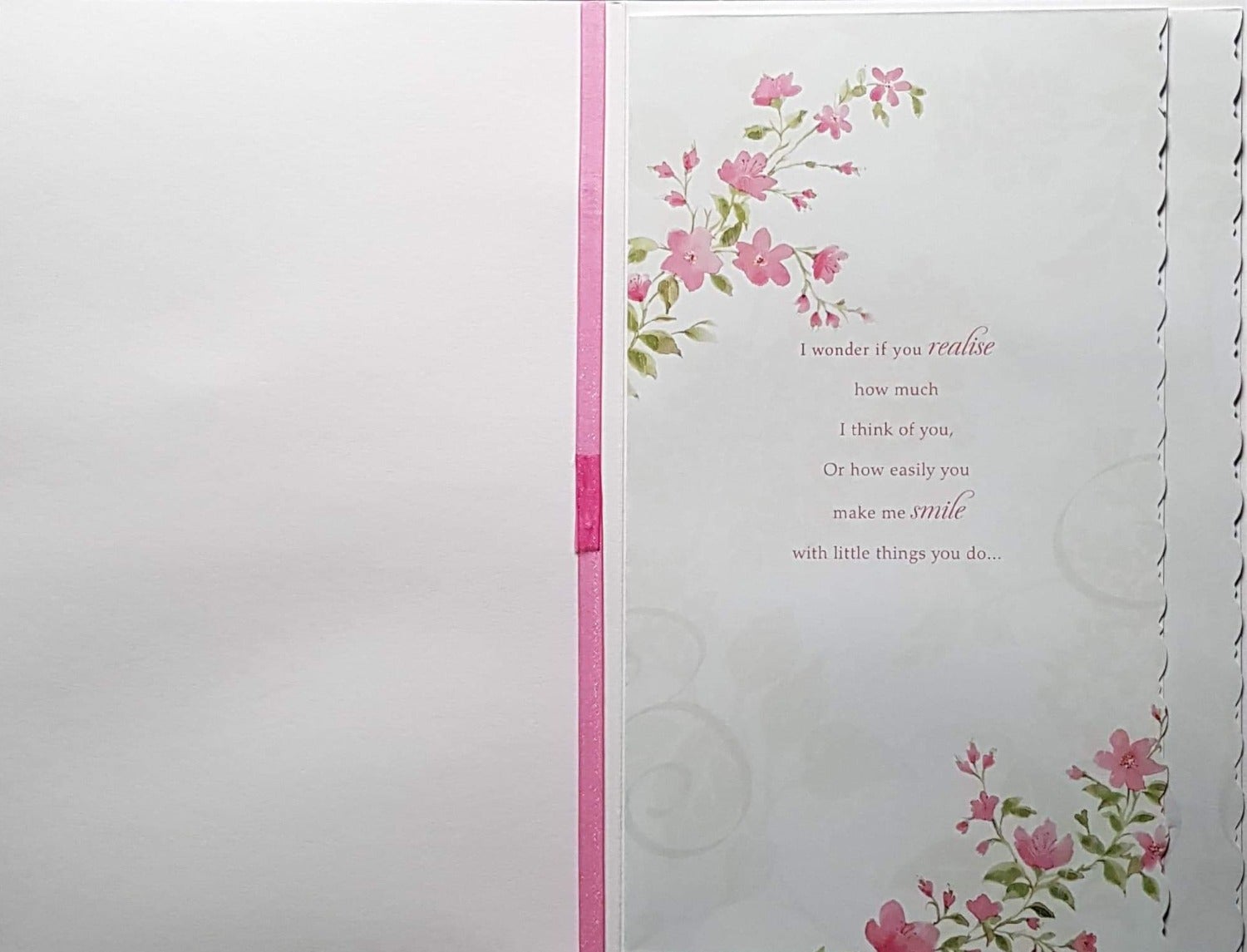 Birthday Card - Wife / 70th Birthday & A Pink Ribbon Tied To The Card