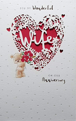 Anniversary Card - Wife / An Elegant Floral Heart