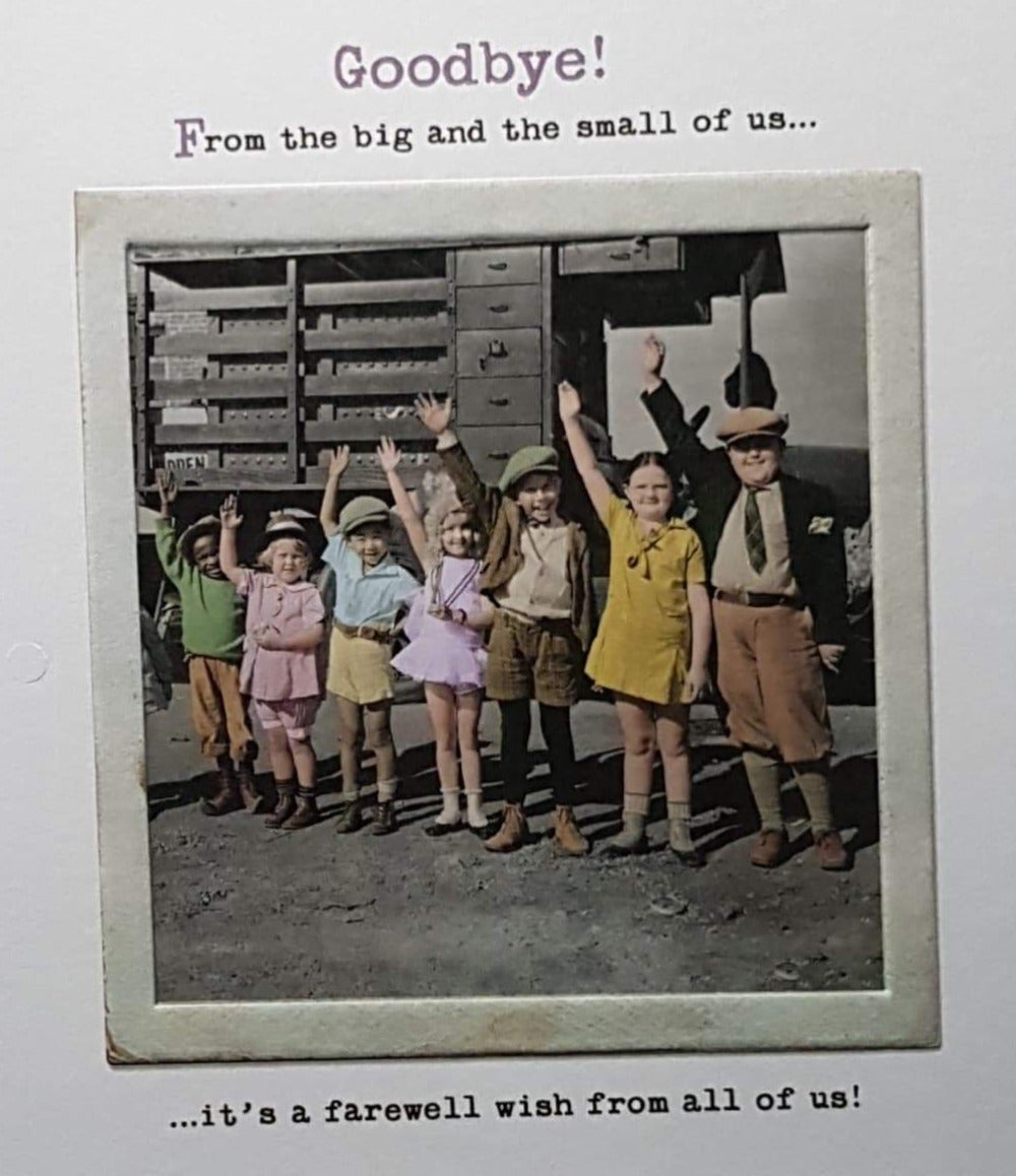 Leaving Card - Farewell & Children Waving & A Truck In The Back