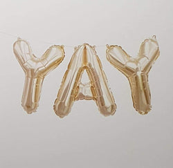 Congratulations Card - Yay & Glossy Golden Letter Shaped Balloons