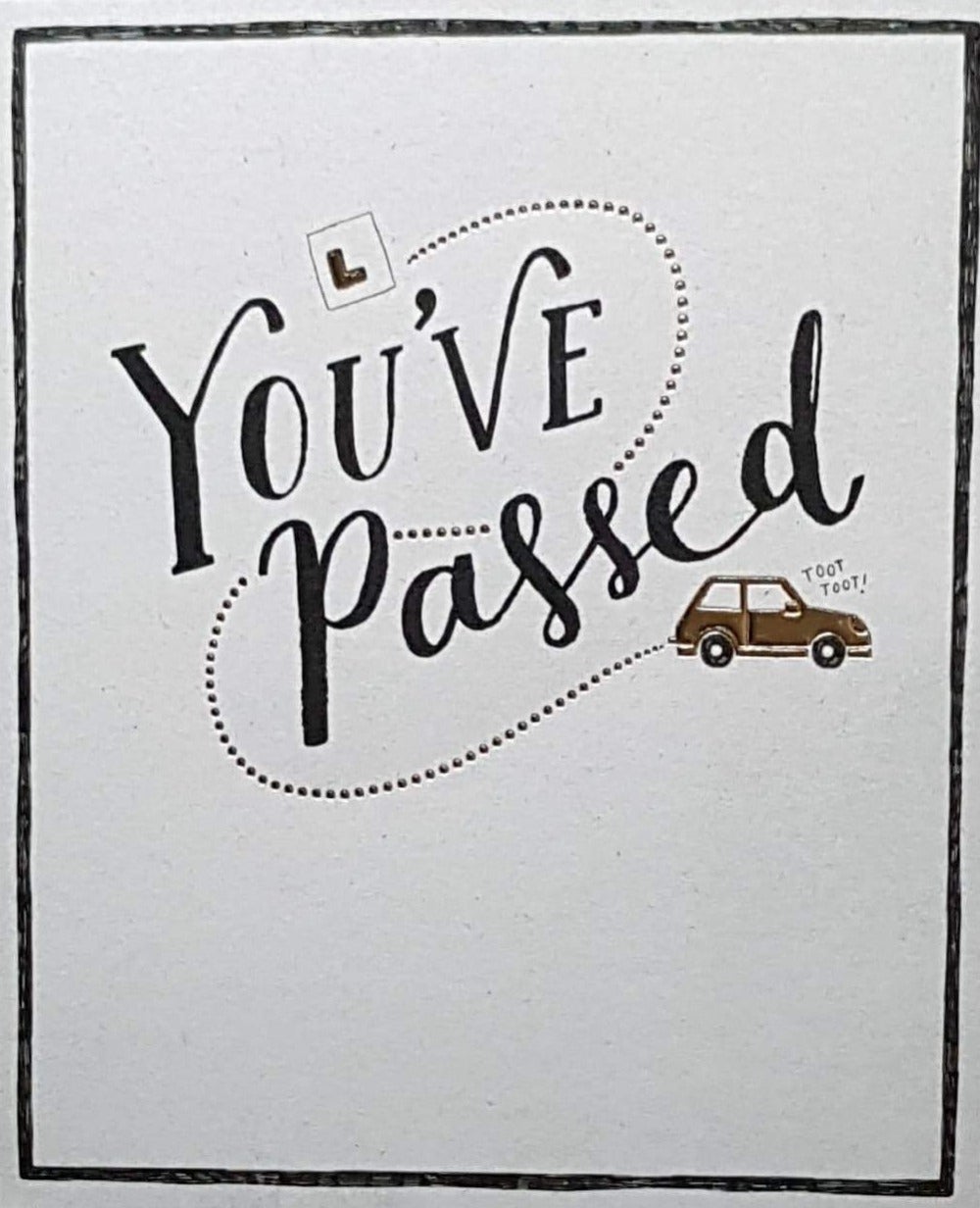 Congratulations Card - Pass Your Driving Test / 'Toot Toot' & A Dotted Trail