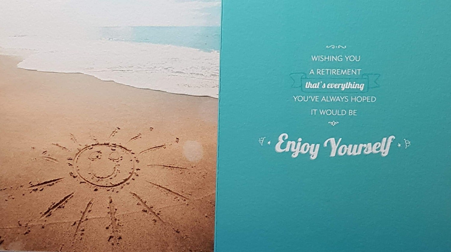 Congratulations Card - Retirement / 'Sunshine Dance In The Rain' & A Beach