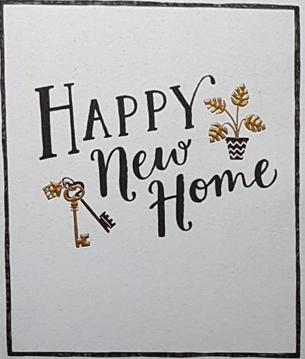 Congratulations Card - New Home / Keys & A Flowerpot