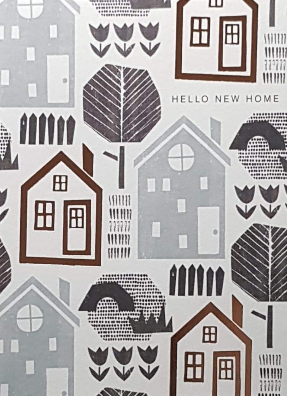 Congratulations Card - New Home / 'Hello New Home' & Houses And Trees