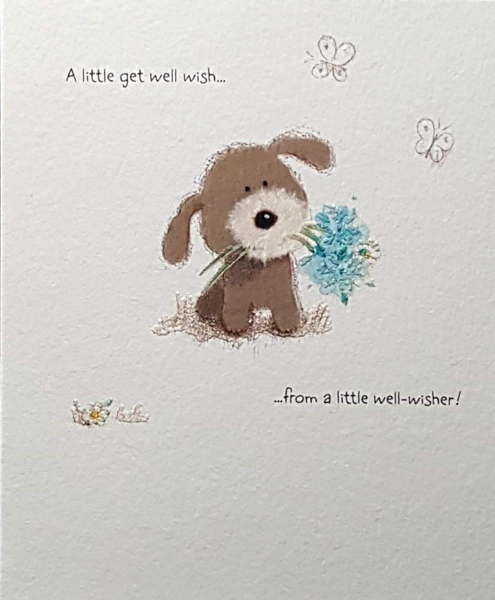 Get Well Card - Cute / Well - Wisher With Bunch Of Flower