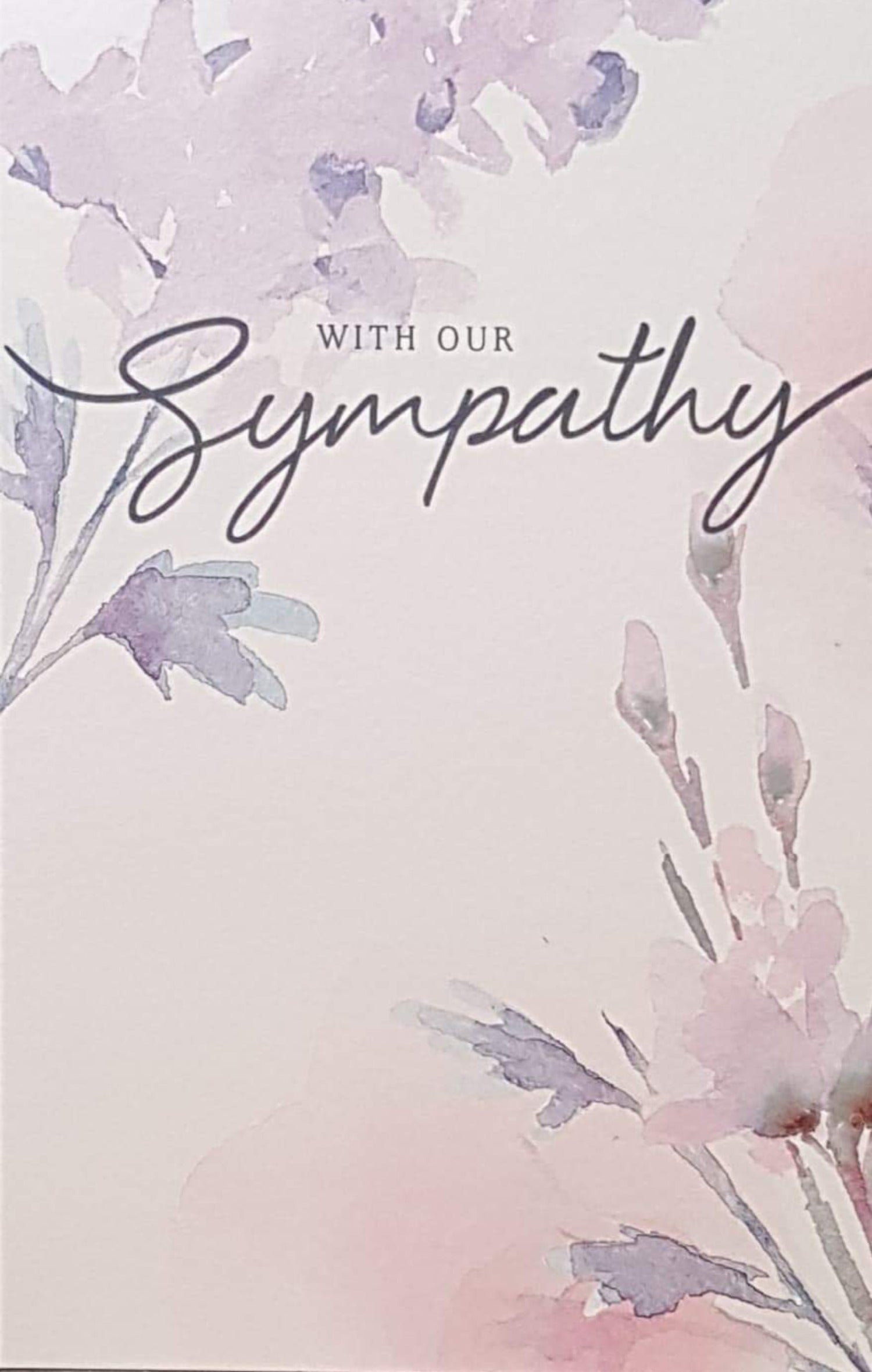 Sympathy Card - Floral Corners & '...Our Thoughts Are With You...'