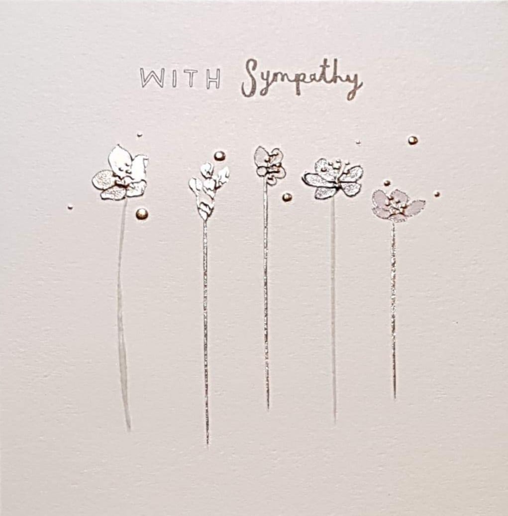 Sympathy Card - Five Single Flowers In A Row