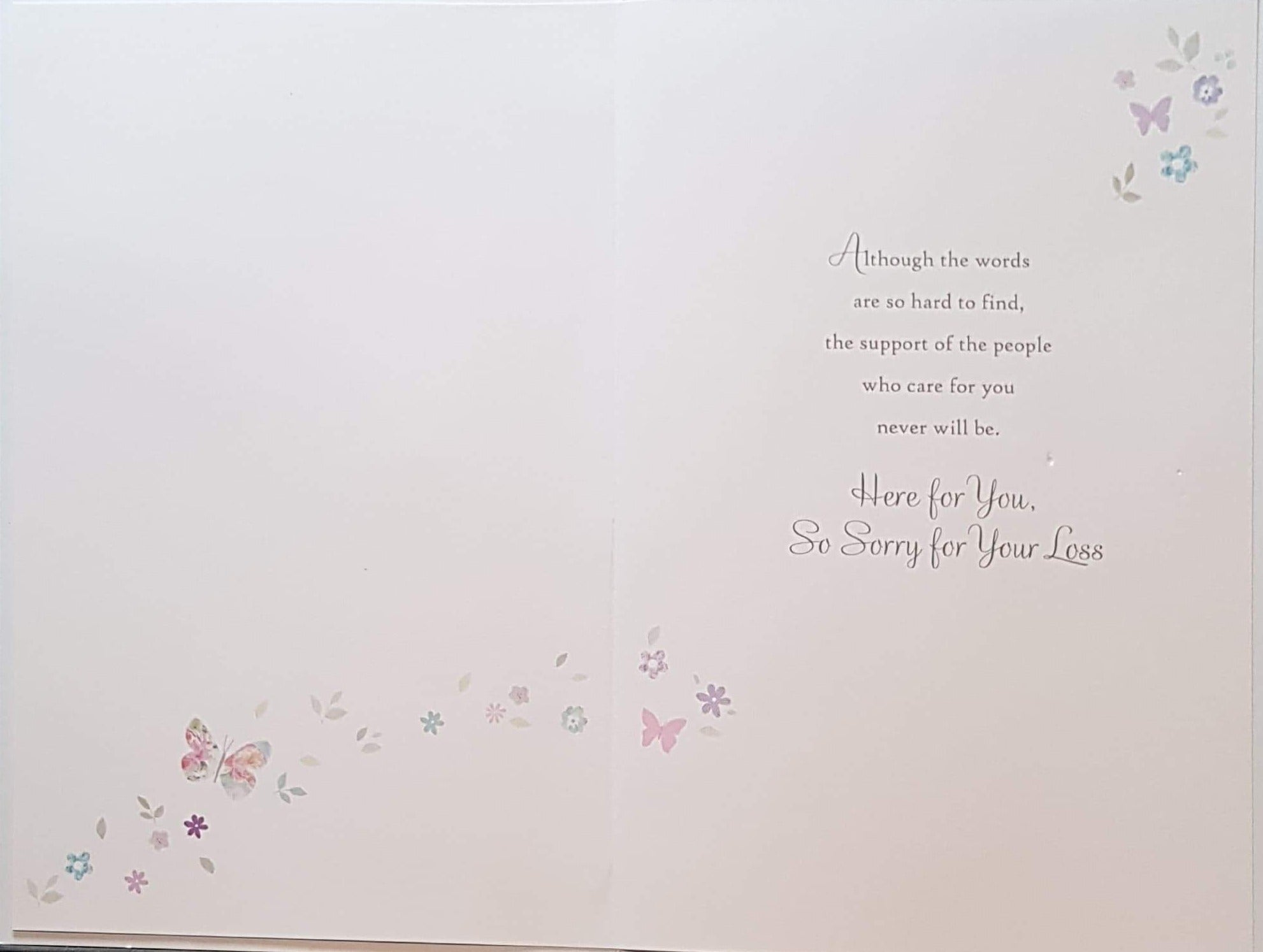 Sympathy Card - Daughter / Floral & Silver Leaves & A Butterfly